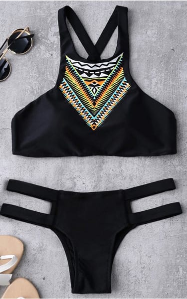 Black Bandage Tribal Print Bikini Set - BestFashionHQ.com