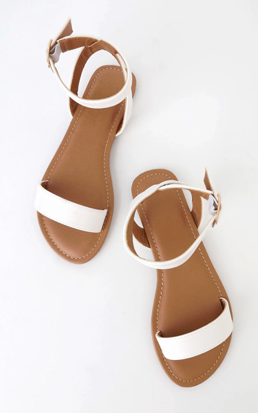 Hauna White Ankle Strap Sandals - BestFashionHQ.com